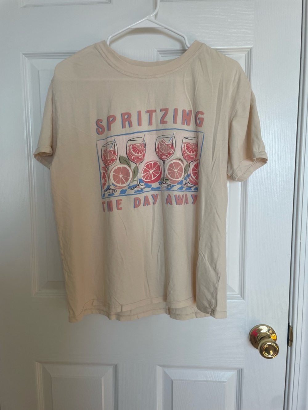 Z Supply Cream Graphic Tee with Pink & Blue Accents